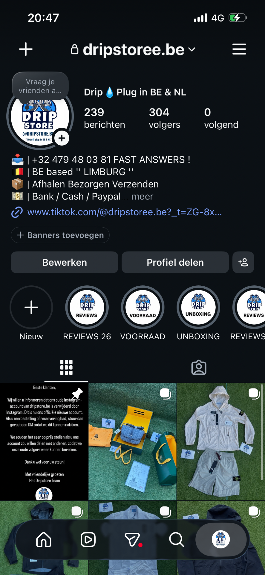 Dripstoree.be Instagram profiel